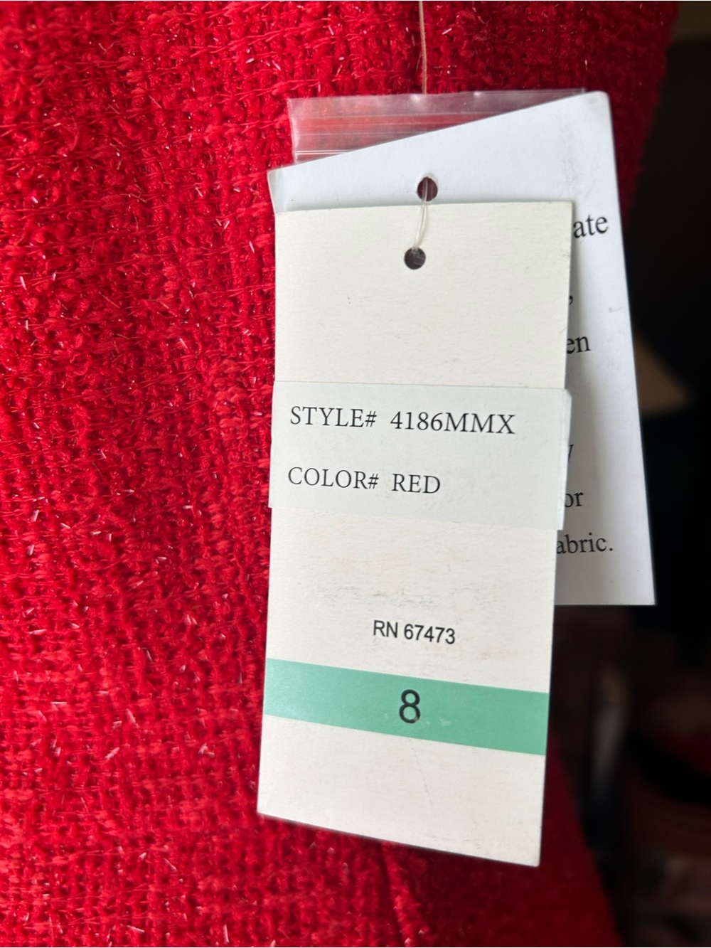 Taylor cherry Red shimmer Tweed Sleeveless rhinestone button cocktail dress. - Picture 5 of 13
